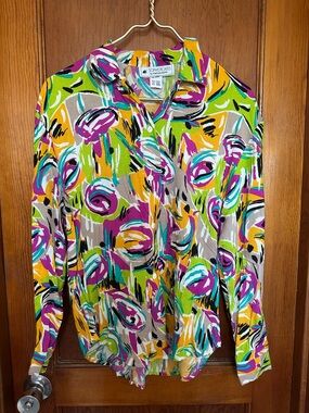 Vintage Sophisticates Jonathan Martin Colorful Abstract Women’s Medium Blouse
